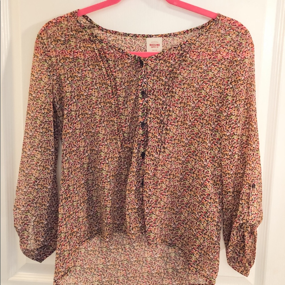 Sheer high low floral top